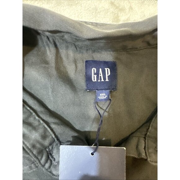 GAP Women’s Shirt Dress XXL Navy Shadow Gray Short Sleeve Collared Pocket NWT - Picture 5 of 11
